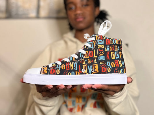 Good Vibes Only: A Kind Words - Women’s high top canvas shoes