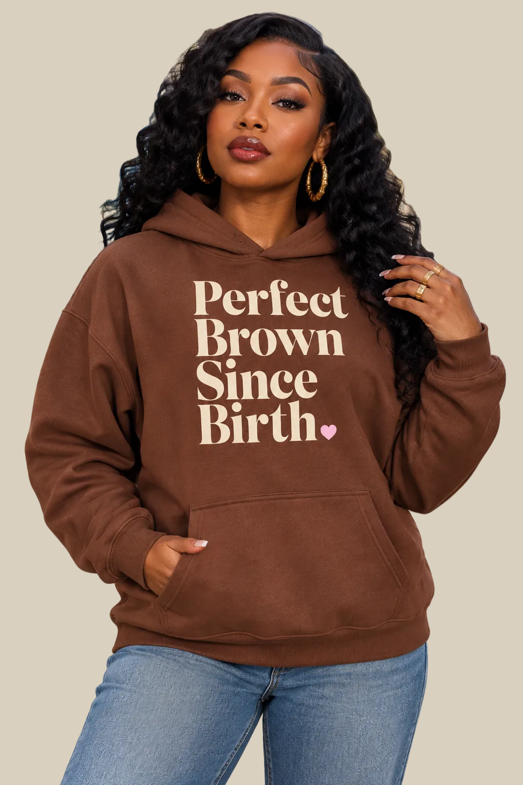Perfect Brown Since Birth - Oversized Fitted Hoodie