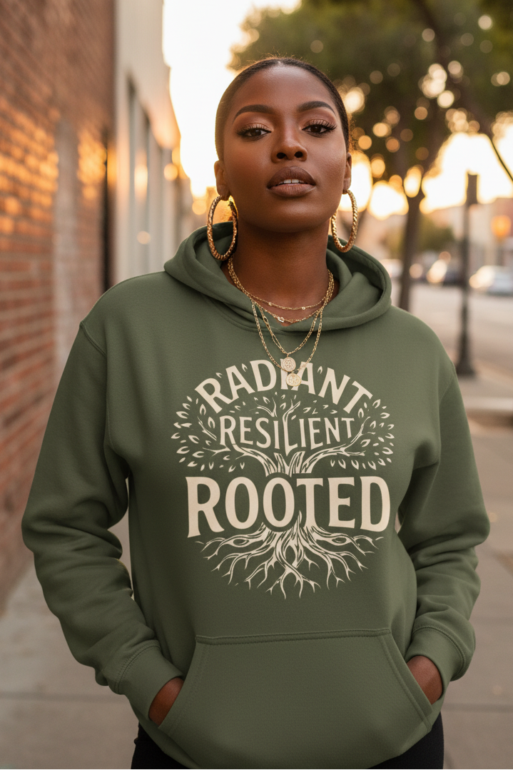 RADIANT RESILIENT ROOTED - Relax Fit Hoodie