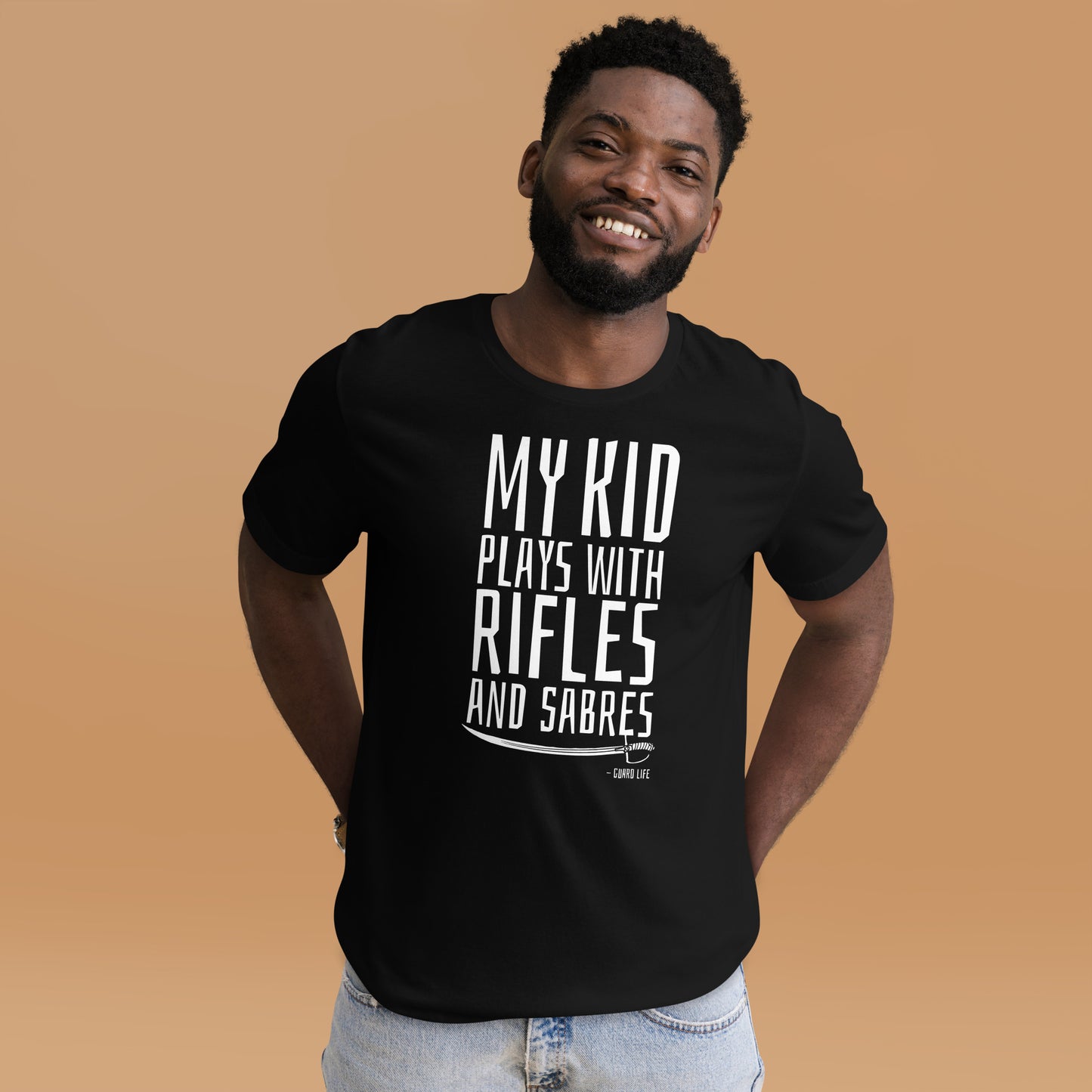 My kid plays with rifles and sabres (Color Guard) Adult T-shirt
