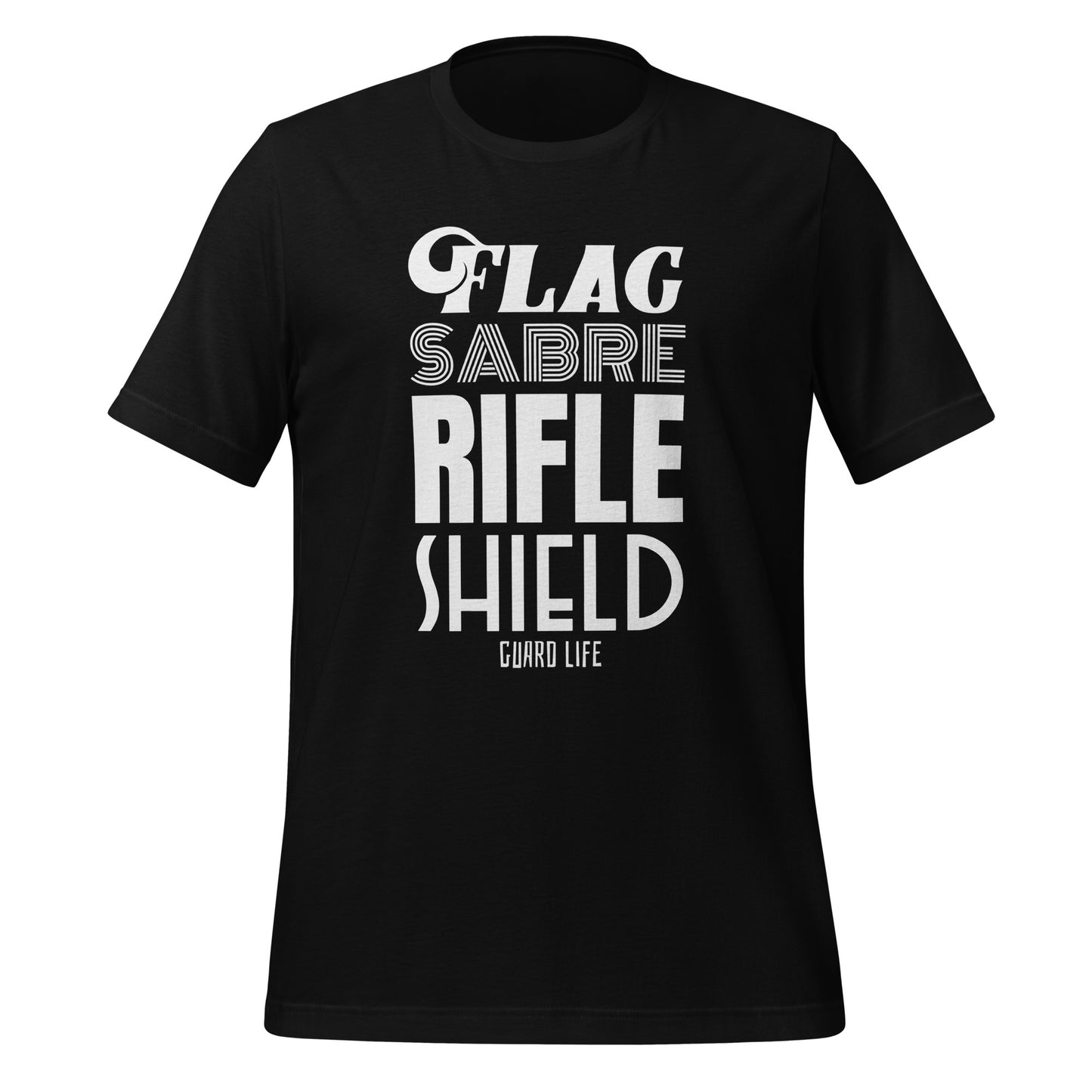 FLAG, SABER, RIFLE, SHIELD (Color Guard) Adult T-shirt