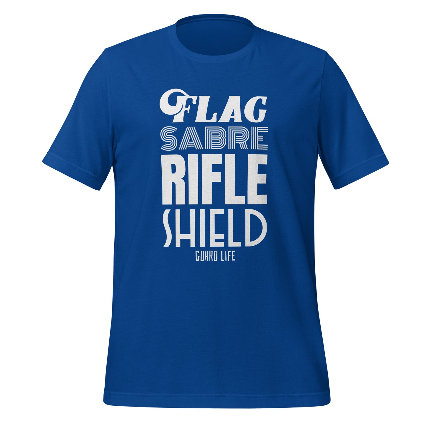 FLAG, SABER, RIFLE, SHIELD (Color Guard) Adult T-shirt