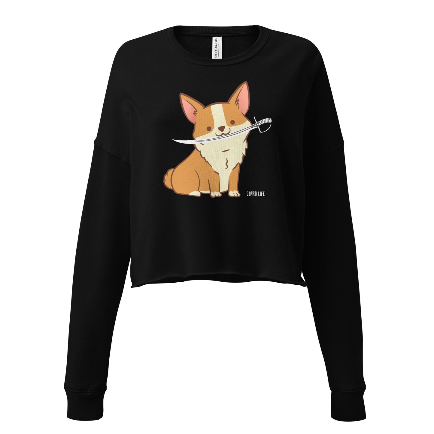 Cute Corgi plays with Sabre Crop Sweatshirt
