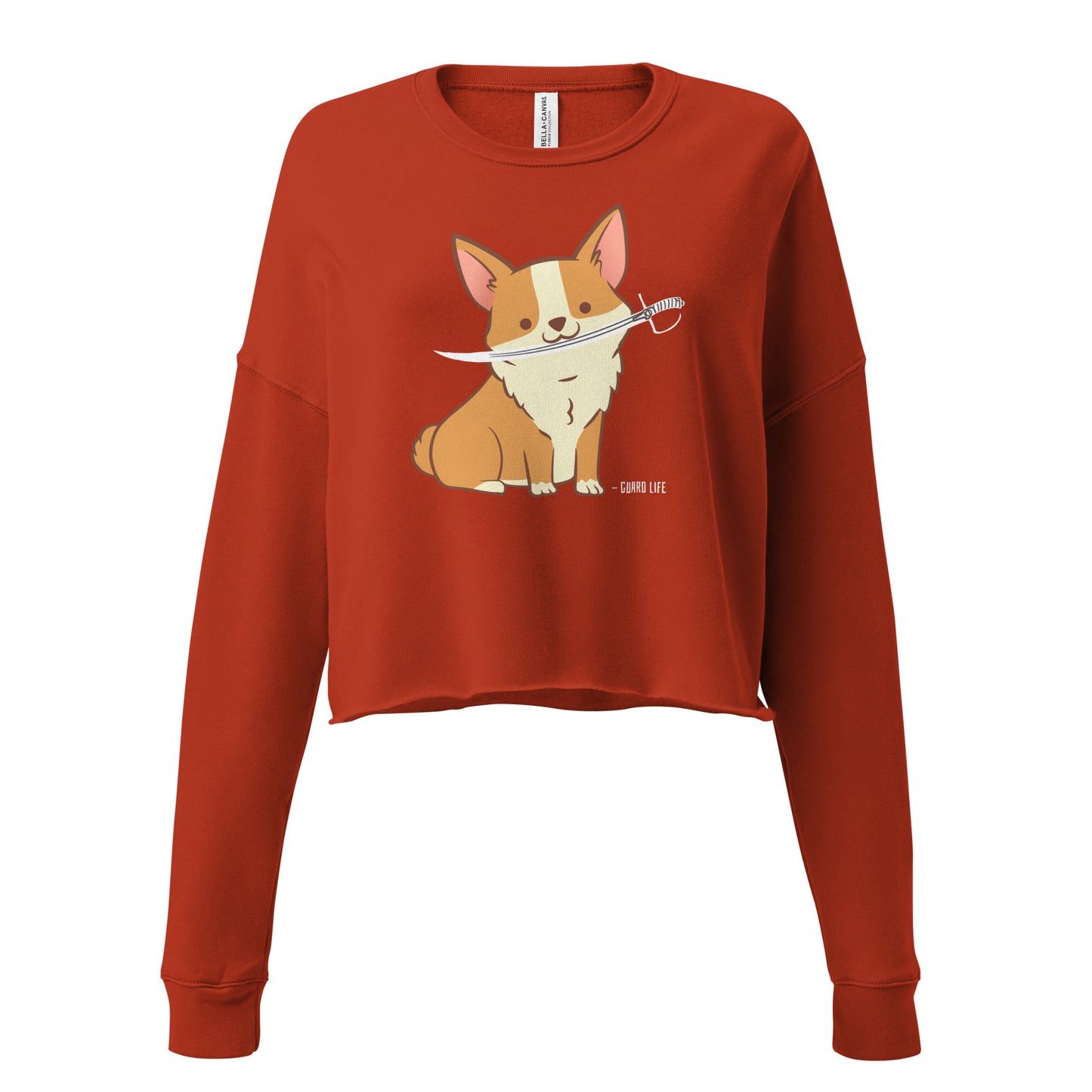 Cute Corgi plays with Sabre Crop Sweatshirt