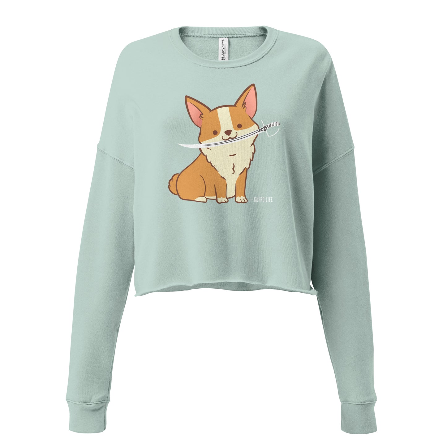 Cute Corgi plays with Sabre Crop Sweatshirt