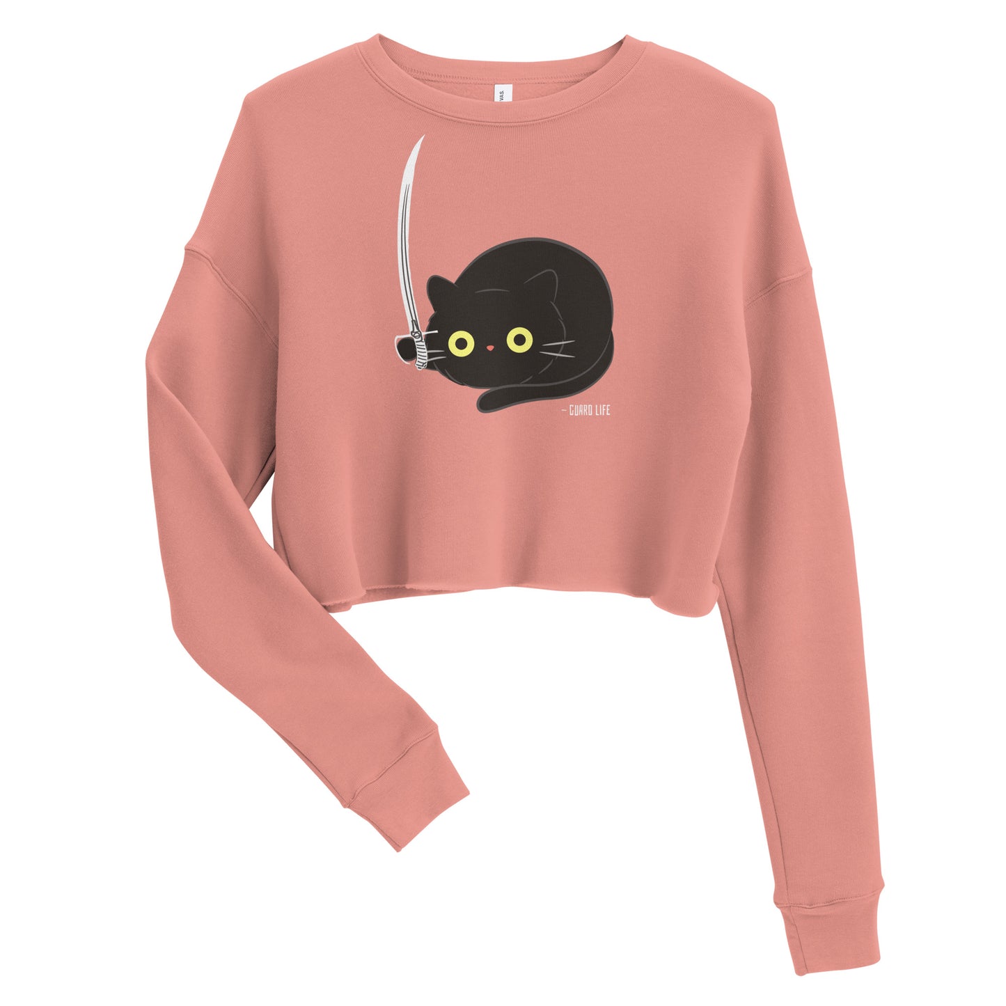 Cute Black Cat plays with Sabre Crop Sweatshirt