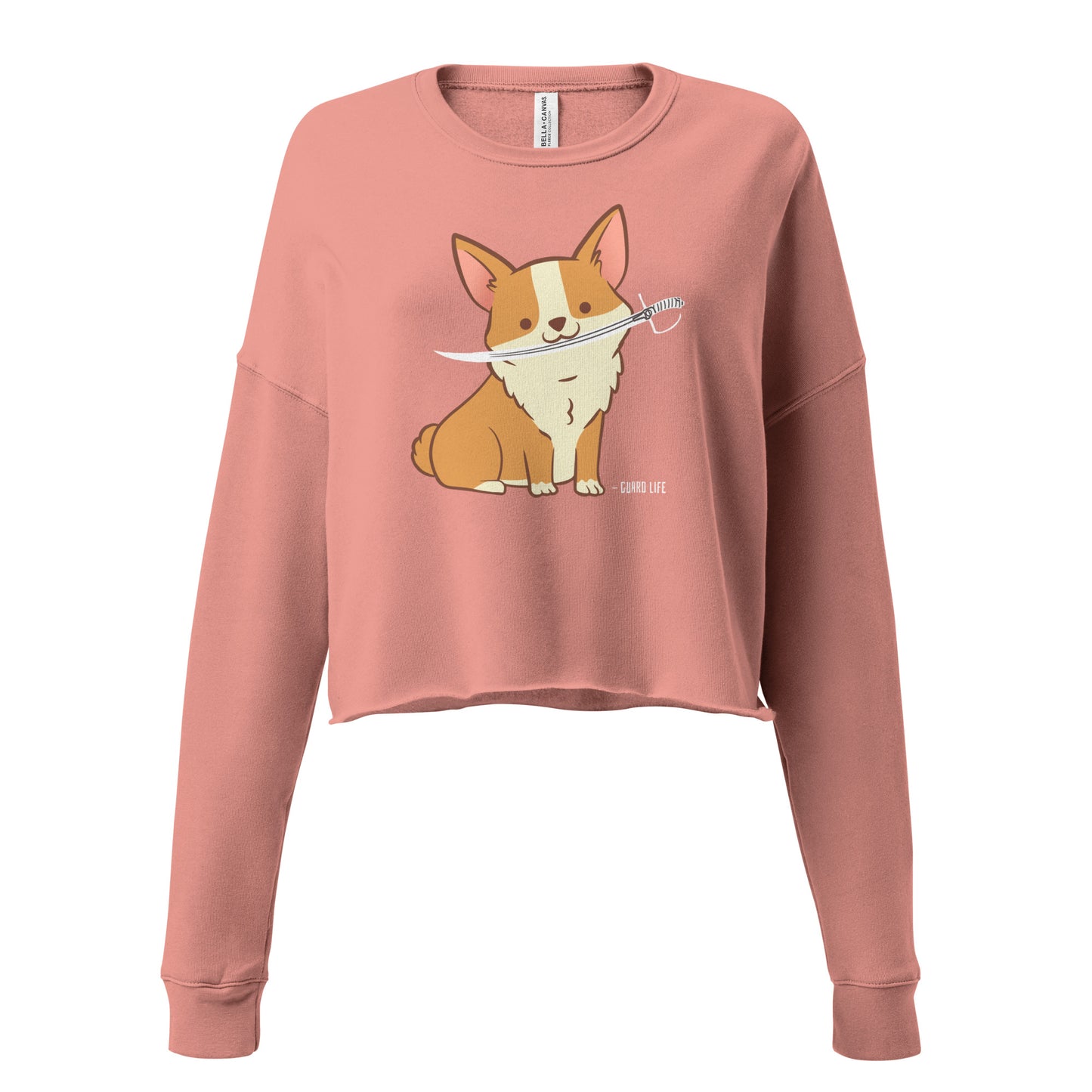 Cute Corgi plays with Sabre Crop Sweatshirt
