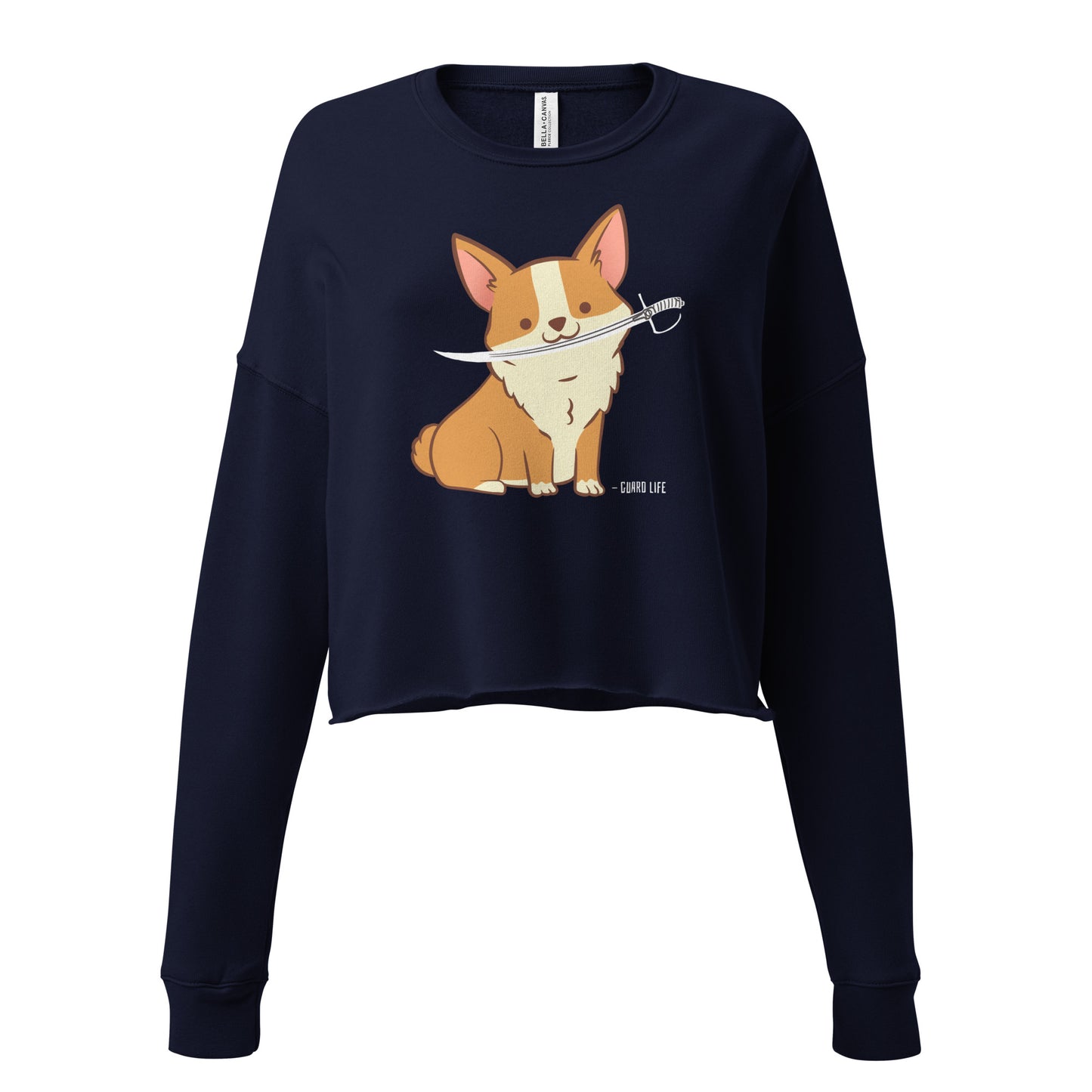 Cute Corgi plays with Sabre Crop Sweatshirt