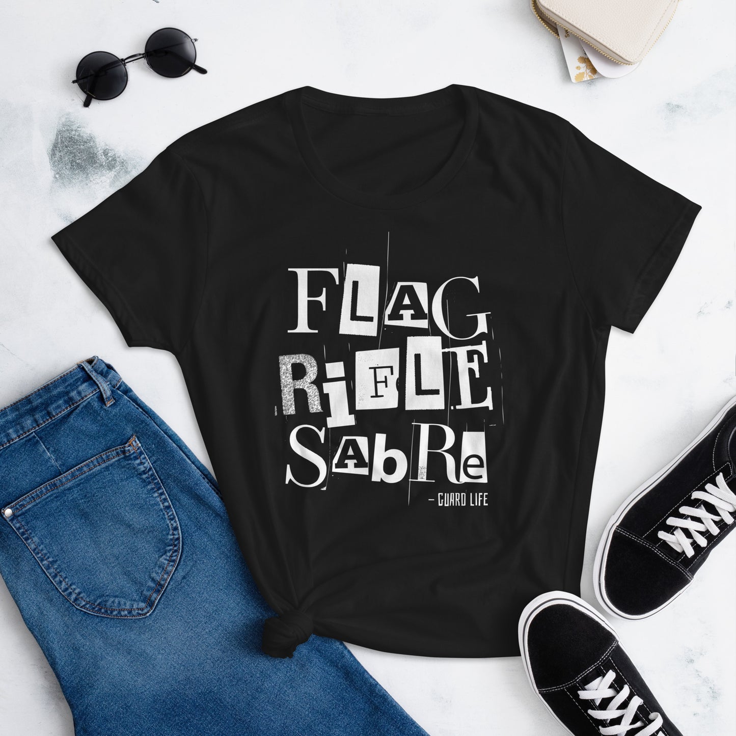 FLAG, SABER, RIFLE (Color Guard) Women's Fashion Fit T-shirt