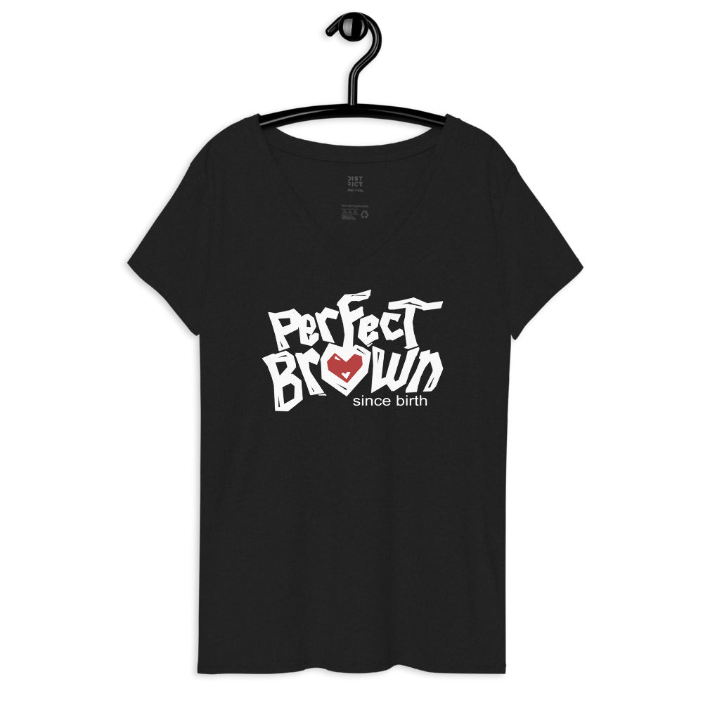 Perfect Brown (Justice) Women’s recycled v-neck t-shirt