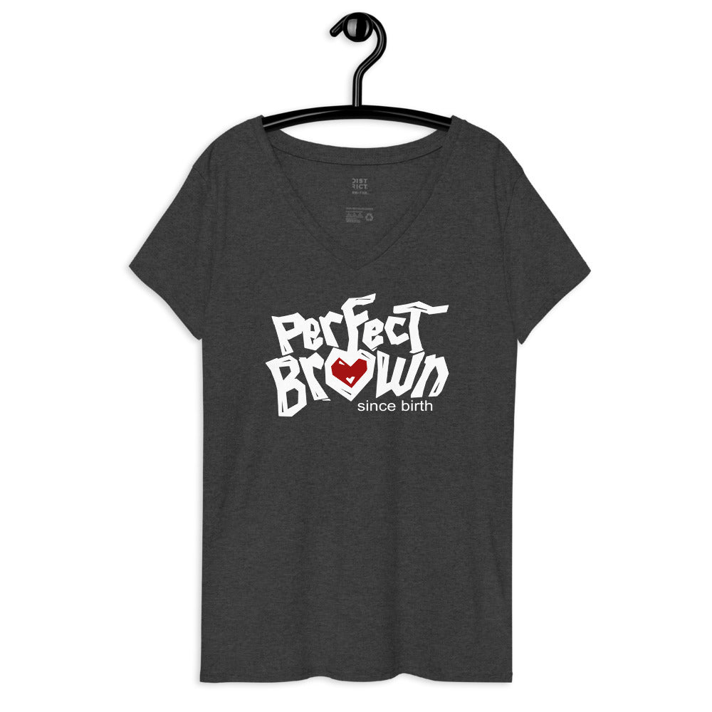 Perfect Brown (Justice) Women’s recycled v-neck t-shirt