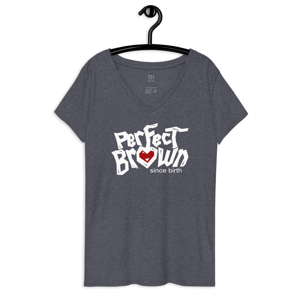 Perfect Brown (Justice) Women’s recycled v-neck t-shirt