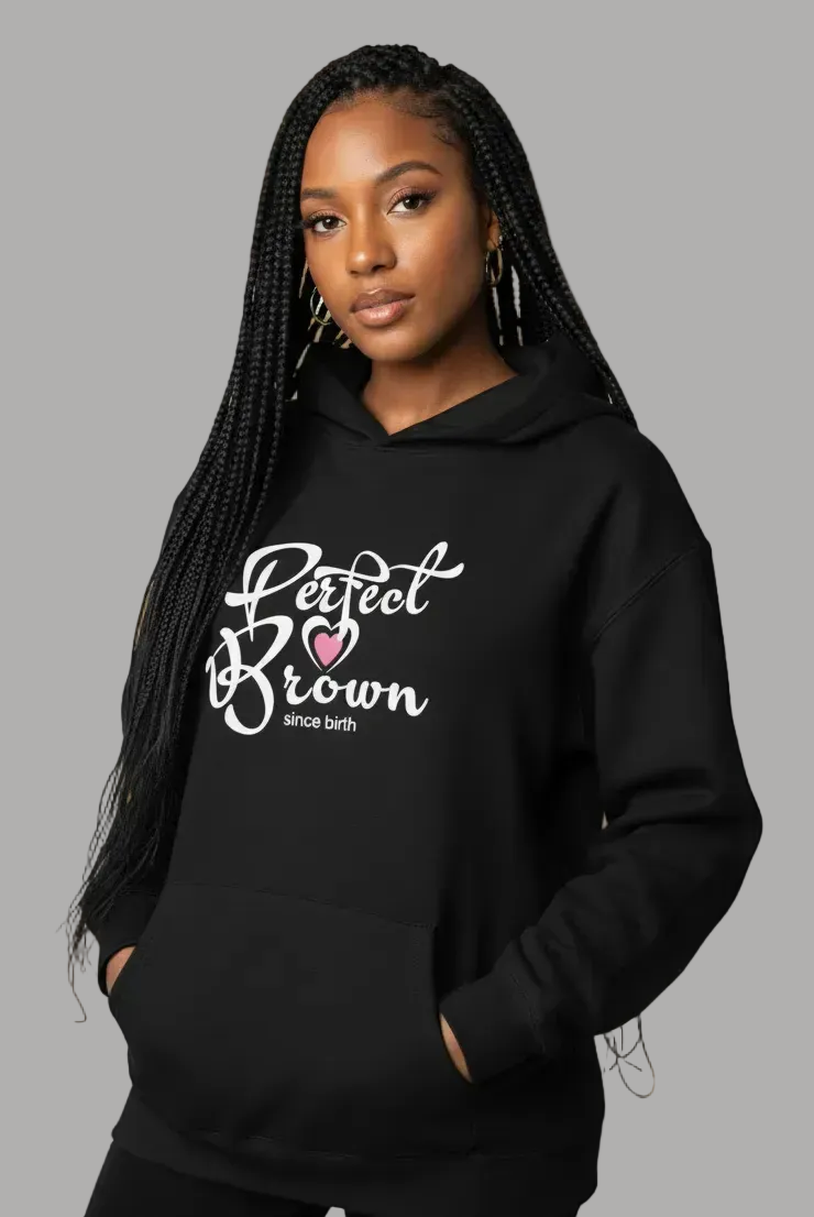 Perfect Brown Since Birth Wordmark Graphic - Relax Fit Hoodie