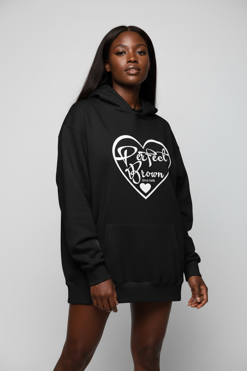 Perfect Brown Since Birth Heart Logo - Relax Fit Hoodie