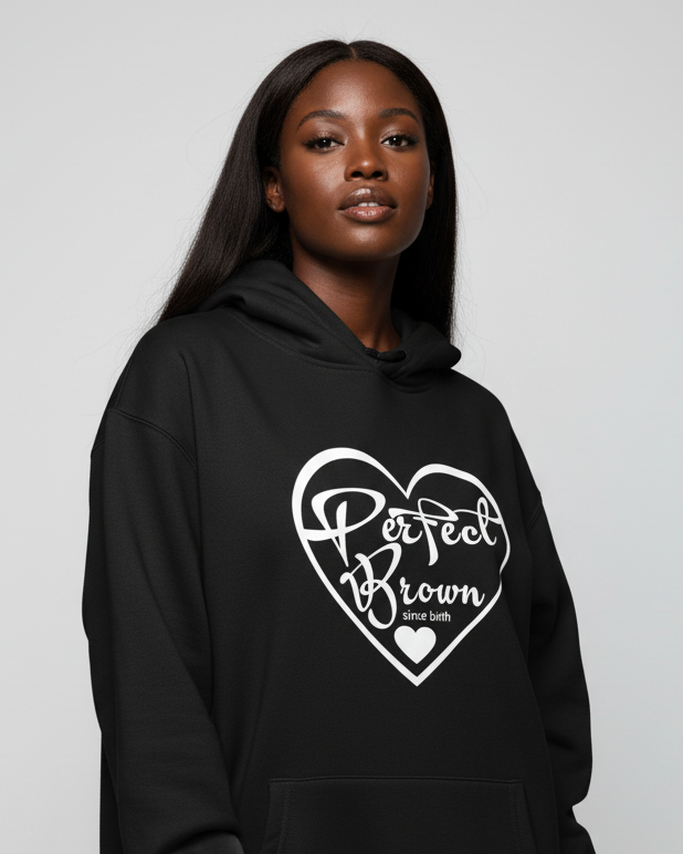 Perfect Brown Since Birth – Heart Logo Oversized Hoodie