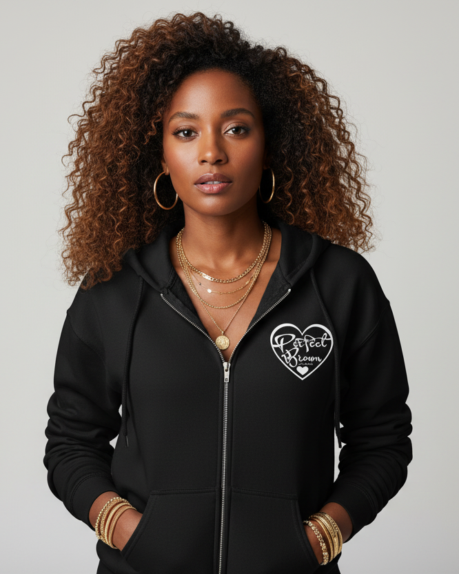 Perfect Brown Since Birth – Heart Logo Graphic heavy blend zip hoodie