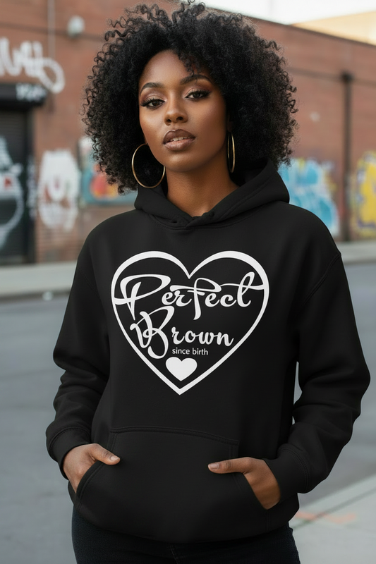 Perfect Brown Since Birth Heart Logo - Relax Fit Hoodie