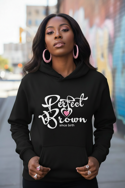 Perfect Brown Since Birth Wordmark Graphic - Relax Fit Hoodie