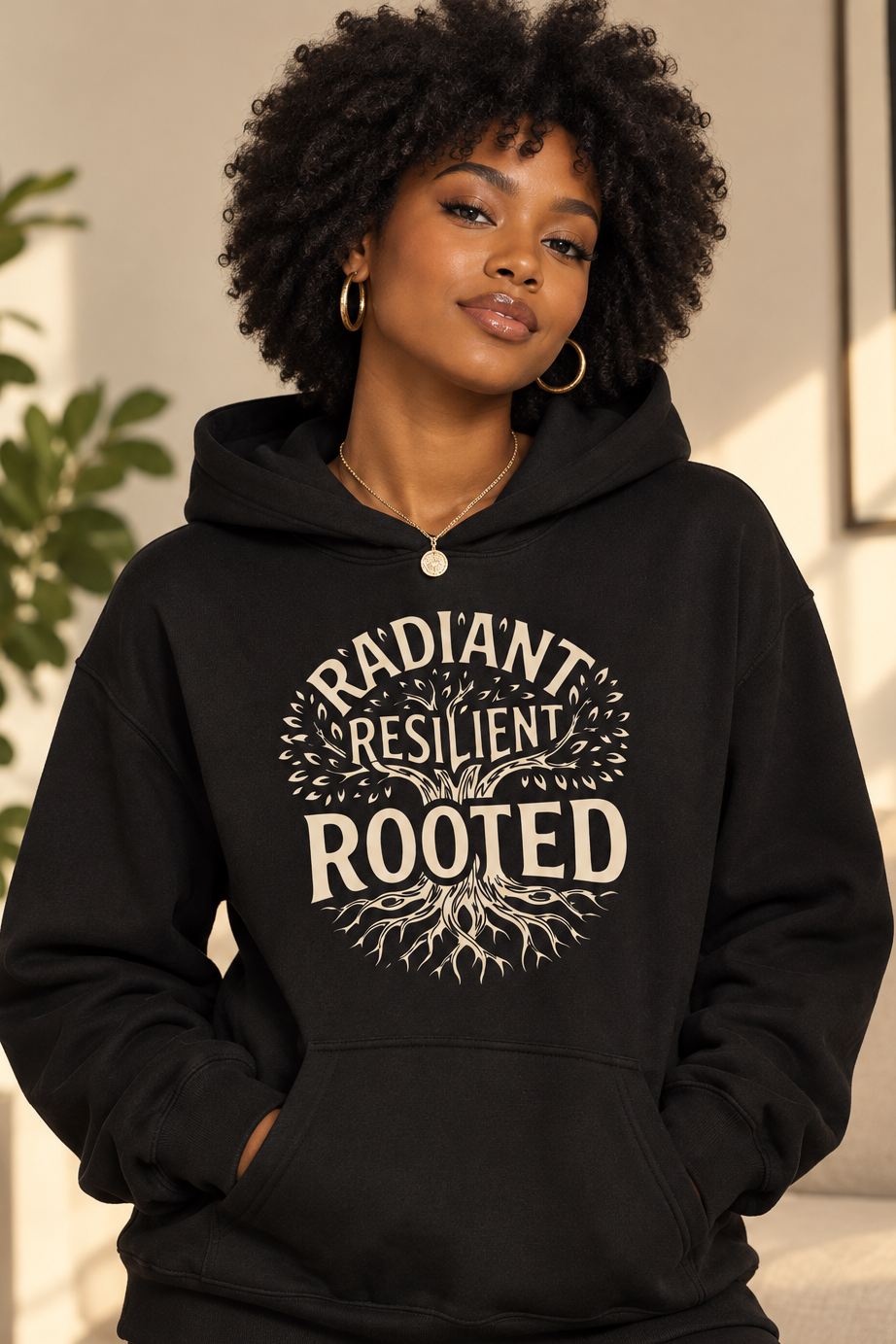 RADIANT RESILIENT ROOTED - Relax Fit Hoodie