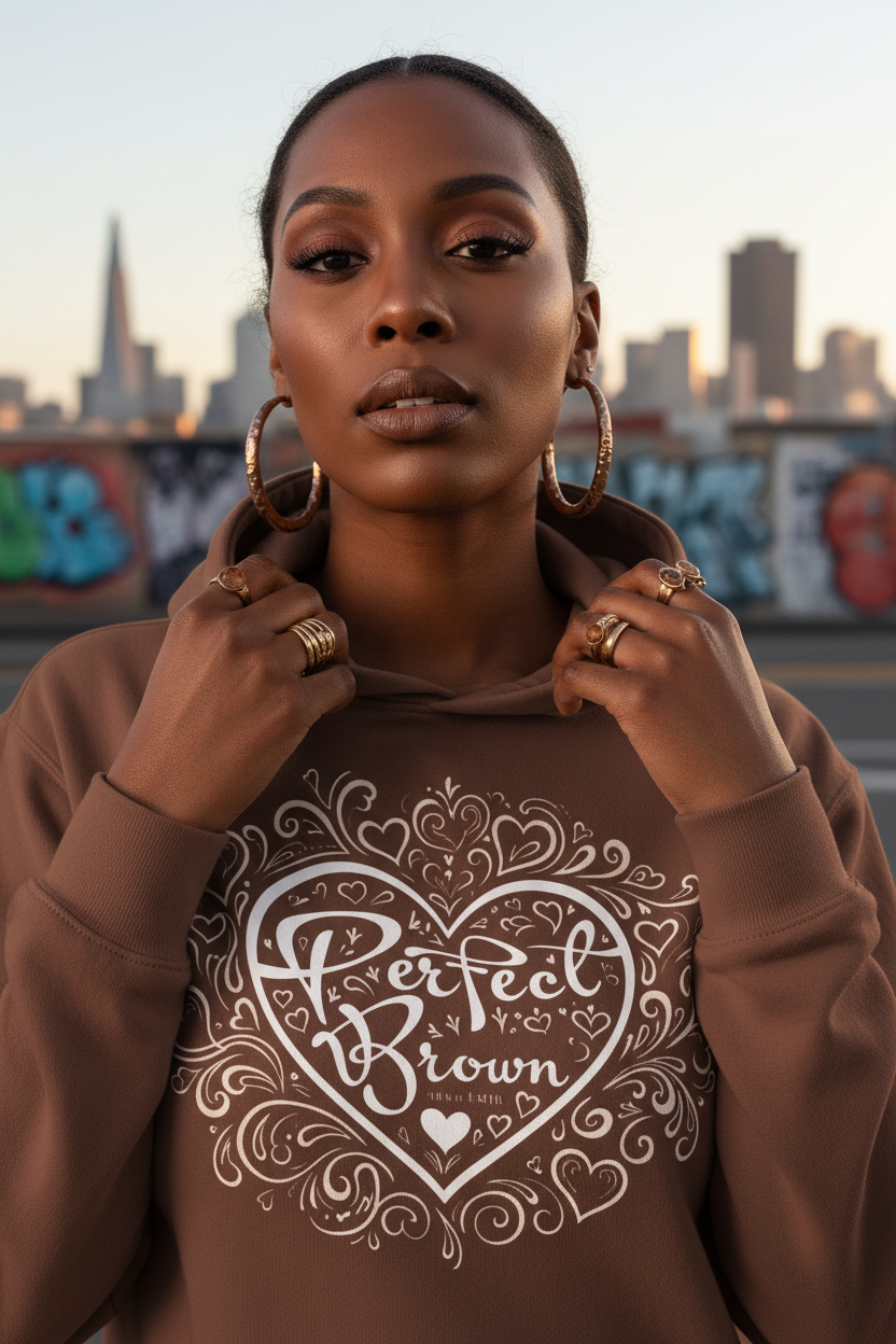Perfect Brown in Bloom Logo Graphic - Relax Fit Hoodie
