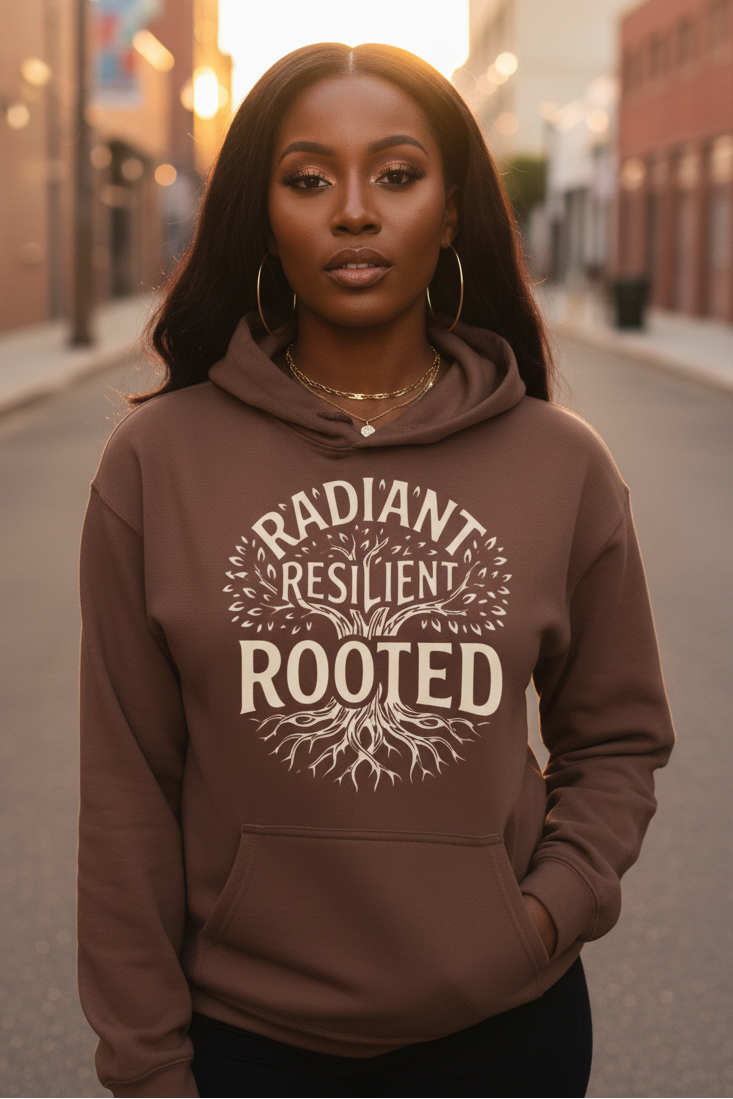 RADIANT RESILIENT ROOTED - Relax Fit Hoodie