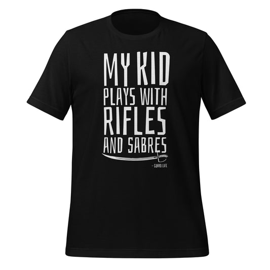 My kid plays with rifles and sabres (Color Guard) Adult T-shirt