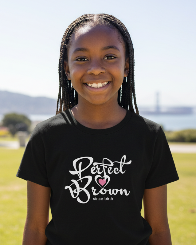 Perfect Brown Since Birth – Wordmark Graphic Youth T-Shirt