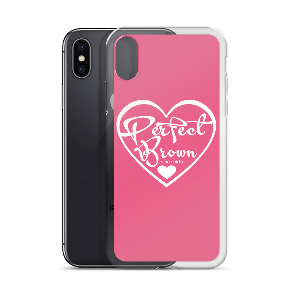 Perfect Brown Logo iPhone Case (Pink)
