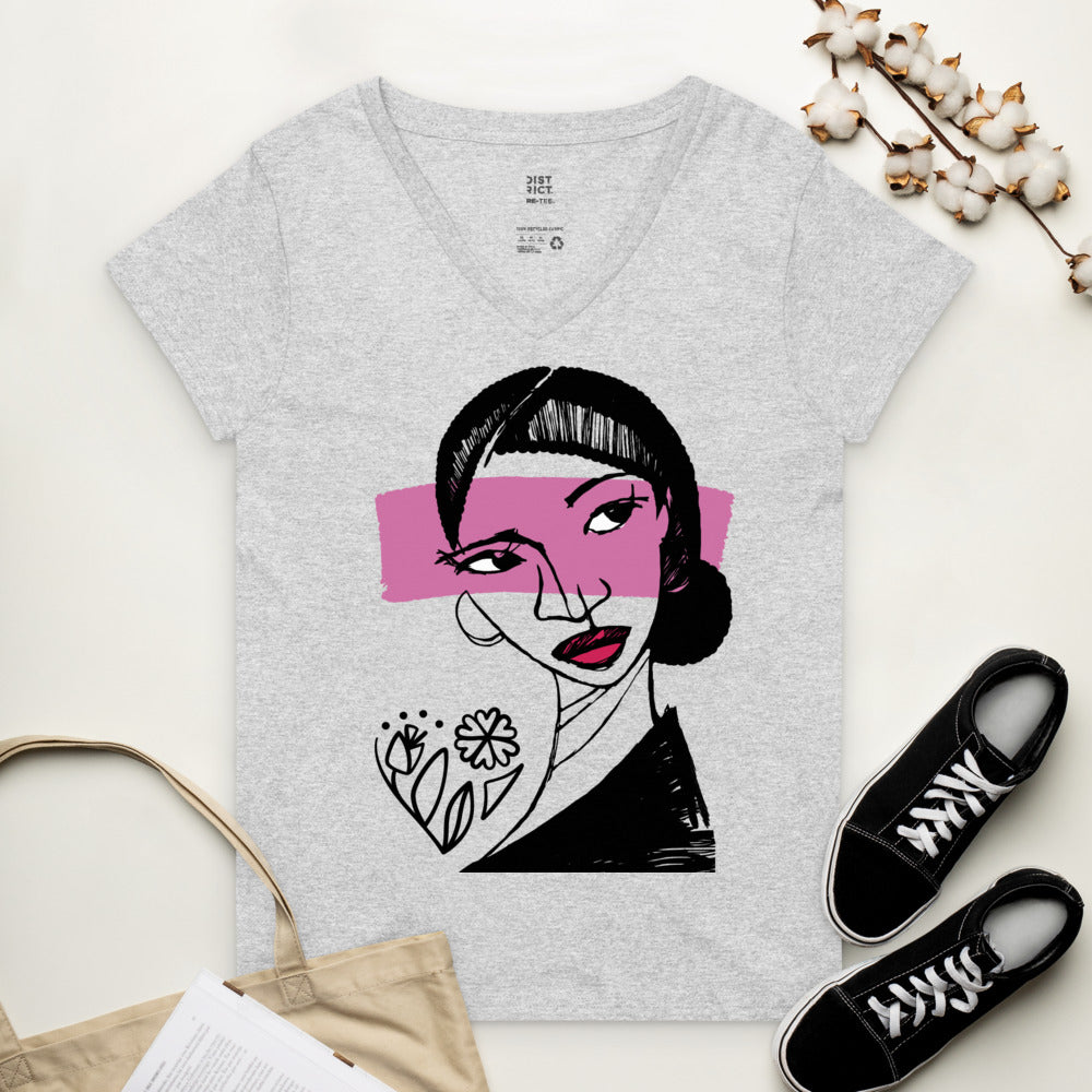 Lips & Flowers #2 Women’s recycled v-neck t-shirt